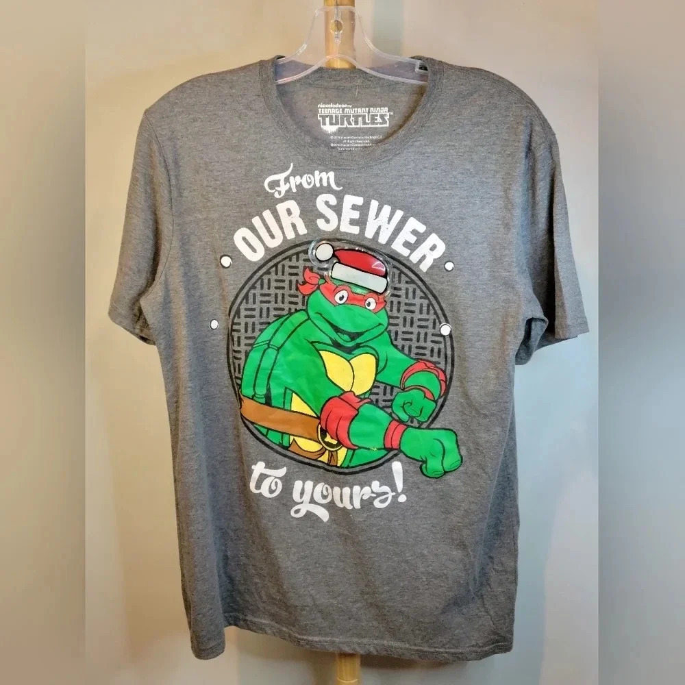 From  Our Sewer to Yours Christmas Festive TMNT Grey Medium